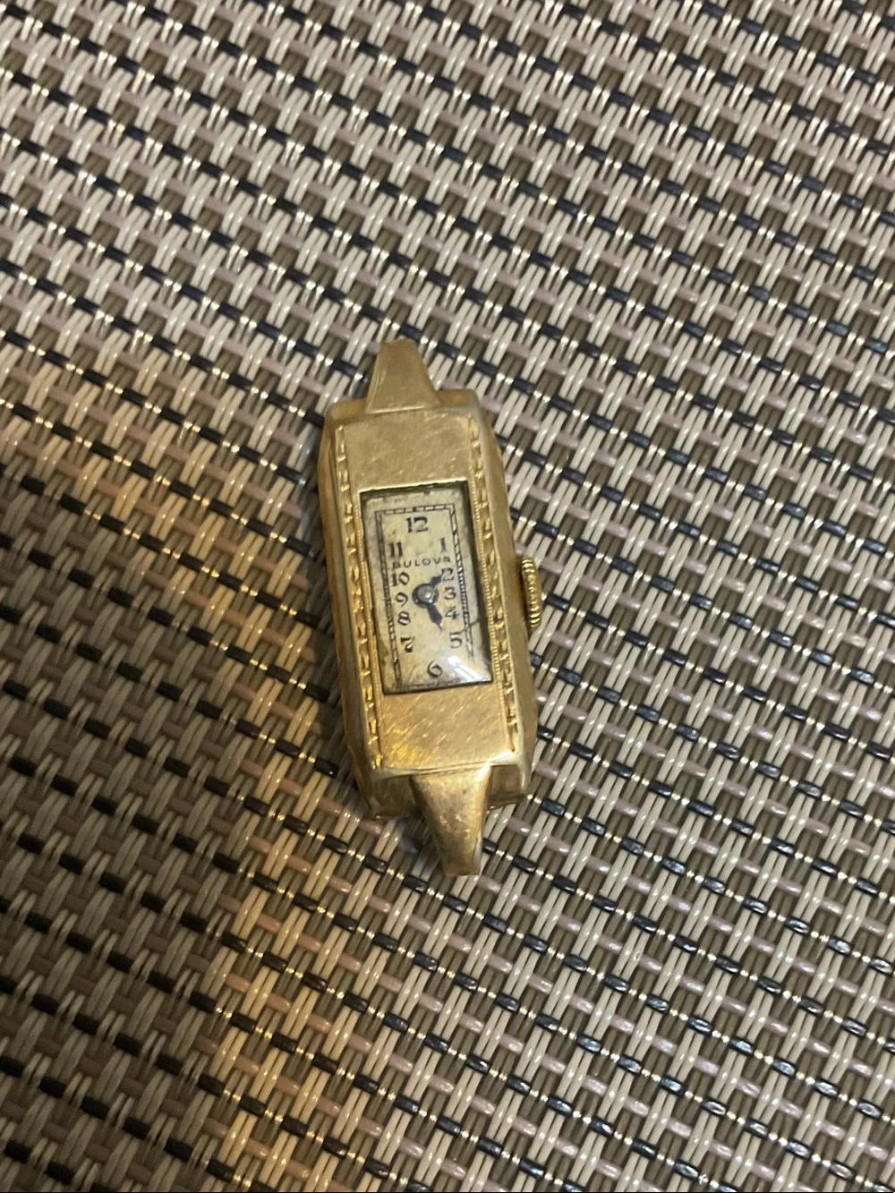 Bulova Gold-Tone Art Deco 1930 Ladies Watch Case with Silver Dial